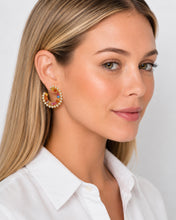 Load image into Gallery viewer, Multicolor Sapphire &amp; Tourmaline Open-Hoop Earrings
