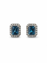 Load image into Gallery viewer, Blue Topaz &amp; Pavé Diamond Stud Earrings
