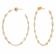 Load image into Gallery viewer, Inside out Gold Diamond Hoop Earrings
