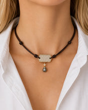 Load image into Gallery viewer, Tahitian Pearl, Diamond &amp; Leather Choker
