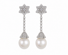 Load image into Gallery viewer, Sterling Silver Pearl &amp; Zirconia Drop Earrings
