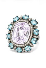 Load image into Gallery viewer, Cushion-Shaped Kyanite, Topaz &amp; Diamond Ring

