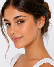 Load image into Gallery viewer, 14K Yellow Gold Sapphire &amp; Pavé Diamond Evil Eye Stud Earrings
