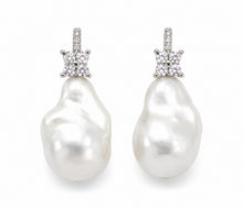 Load image into Gallery viewer, Baroque Pearl Cubic Zirconia Drop Earrings
