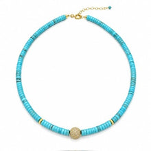 Load image into Gallery viewer, Sleeping Beauty Turquoise &amp; Diamond Choker Necklace
