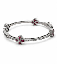 Load image into Gallery viewer, Pavé Diamond &amp; Ruby Four-Flower Bracelet
