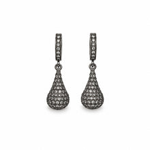 Load image into Gallery viewer, Black Rhodium Pavé Diamond Teardrop Earrings

