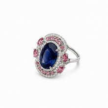 Load image into Gallery viewer, Faceted Tanzanite, Pink Ruby &amp; Diamond Ring
