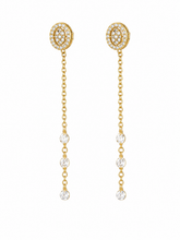 Load image into Gallery viewer, 18K Gold Floating Diamond Chain Earrings
