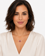 Load image into Gallery viewer, 14K Gold Ruby &amp; Diamond Bee Necklace
