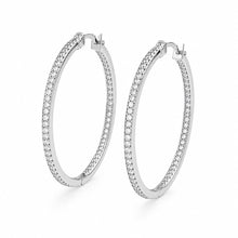 Load image into Gallery viewer, Silver Pavé Zirconia Hoops
