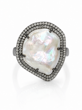 Load image into Gallery viewer, Baroque Pearl &amp; Pavé Diamond Statement Ring

