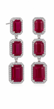 Load image into Gallery viewer, Ruby &amp; Diamond Triple-Drop Earrings
