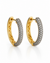 Load image into Gallery viewer, Two-Tone Pavé Diamond Hoop Earrings
