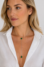 Load image into Gallery viewer, 14K White Gold Emerald Lariat Necklace

