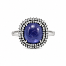 Load image into Gallery viewer, Cushion Tanzanite Cabochon &amp; Diamond Ring
