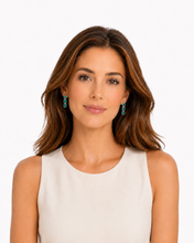 Load image into Gallery viewer, Three Emerald Cut Emerald &amp; Diamond Drop Earrings
