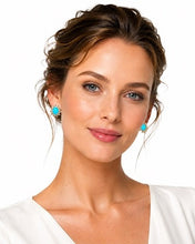 Load image into Gallery viewer, Turquoise &amp; Diamond Stud Earrings
