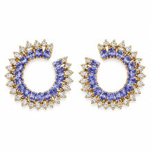 Load image into Gallery viewer, Tanzanite &amp; Diamond Open Hoops
