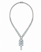 Load image into Gallery viewer, Art Deco Aquamarine &amp; Diamond Necklace with Enhancer
