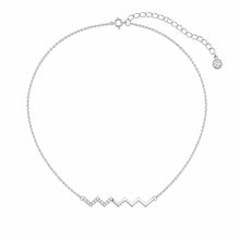 Load image into Gallery viewer, 14K White Gold Diamond Zigzag Bar Necklace

