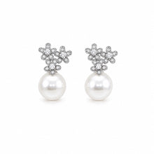 Load image into Gallery viewer, Floral Pearl Drop Earrings
