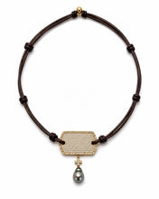 Load image into Gallery viewer, Tahitian Pearl, Diamond &amp; Leather Choker
