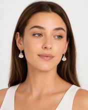 Load image into Gallery viewer, 14K Gold Hoop Earrings with Pavé Diamond Heart Charms
