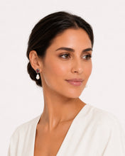 Load image into Gallery viewer, Pink Tourmaline, Pavé Diamond &amp; Baroque Pearl Earrings
