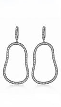 Load image into Gallery viewer, Rhodium &amp; Pave Diamond Sculptural Drop Earrings
