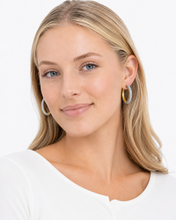Load image into Gallery viewer, Two-Tone Pavé Diamond Hoop Earrings
