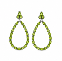 Load image into Gallery viewer, Peridot &amp; Pavé Diamond Teardrop Earrings
