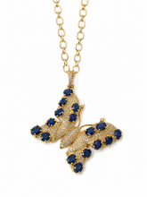 Load image into Gallery viewer, Sapphire &amp; Pavé Diamond Butterfly Necklace
