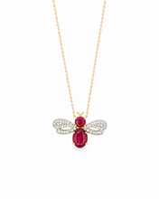 Load image into Gallery viewer, 14K Gold Ruby &amp; Diamond Bee Necklace
