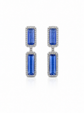 Load image into Gallery viewer, Linear Tanzanite &amp; Pavé Diamond Drop Earrings
