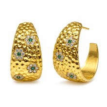 Load image into Gallery viewer, Floral Open Hoop Earrings
