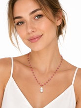 Load image into Gallery viewer, Ruby &amp; Baroque Pearl Necklace
