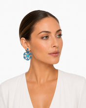 Load image into Gallery viewer, Blue Topaz, Turquoise and Diamond Earrings

