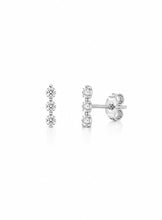 Load image into Gallery viewer, White Gold Three-Diamond Stud Earrings

