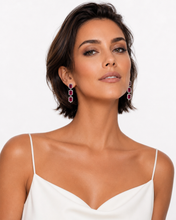 Load image into Gallery viewer, Ruby &amp; Pavé Diamond Drop Earrings

