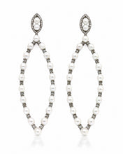 Load image into Gallery viewer, Pearl &amp; Pave Diamond Marquis Drop Earrings
