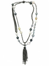 Load image into Gallery viewer, Convertible Neutral Pearl, Pyrite &amp; Oxidized Sterling Silver Necklace
