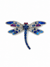 Load image into Gallery viewer, Sapphire, Diamond &amp; Enamel Dragonfly Brooch/Pendant
