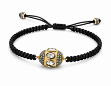 Load image into Gallery viewer, Black Macramé Bracelet with Gold Bead
