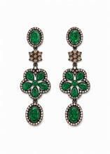 Load image into Gallery viewer, Emerald Floral Drop Earrings
