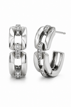 Load image into Gallery viewer, Sterling Silver &amp; Zirconia Half-Hoop Earrings
