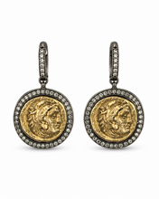 Load image into Gallery viewer, Ancient Coin Two-Tone Diamond Earrings

