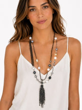Load image into Gallery viewer, Convertible Neutral Pearl, Pyrite &amp; Oxidized Sterling Silver Necklace
