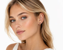 Load image into Gallery viewer, 18K Gold Pink Tourmaline &amp; Pavé Diamond Stud Earrings
