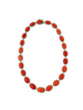 Load image into Gallery viewer, Red Coral &amp;; Diamond Oval Necklace

